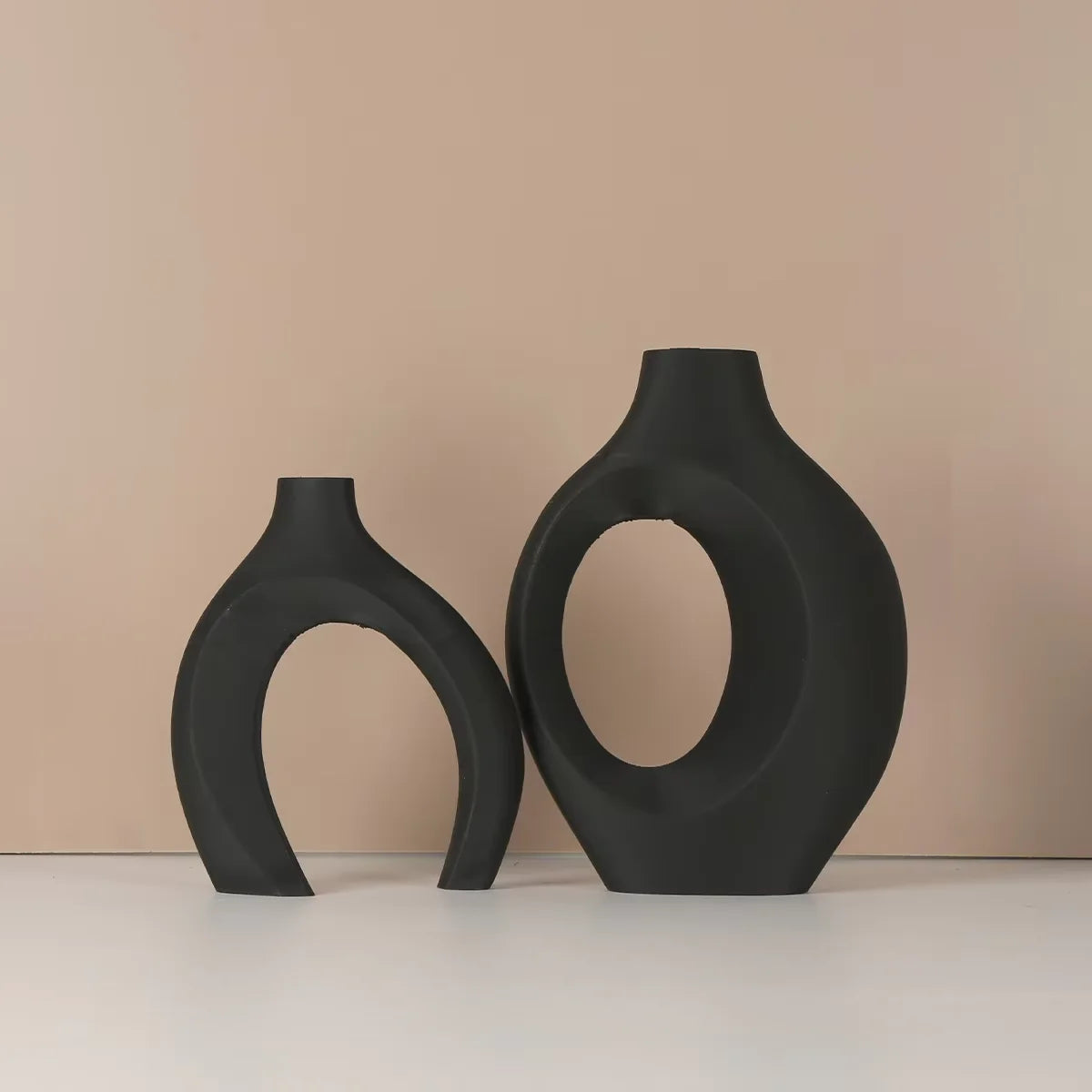 Hollow Nordic Modern Vase Set of 2 for Modern Home Decor,Plastic Imitation Ceramic Hollow Flower Vases for Living Room